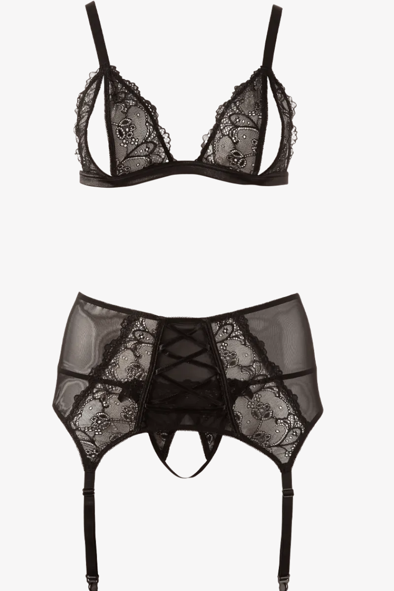 Cottelli Collection Plus Size Reizwäsche Sets * 3tlg. Dessous Set Ouvert Plus Size