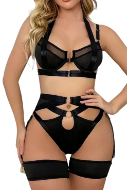Liebeslust Reizwäsche Sets * 4tg. Deou et ouvert - chwarz