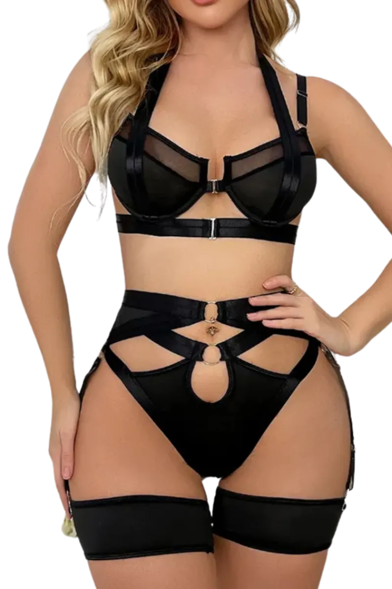 Liebeslust Reizwäsche Sets * 4tg. Deou et ouvert - chwarz