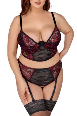 Cottelli Collection Plus Size Reizwäsche Sets * 2tlg. Dessous Set Plus Size rot schwarz