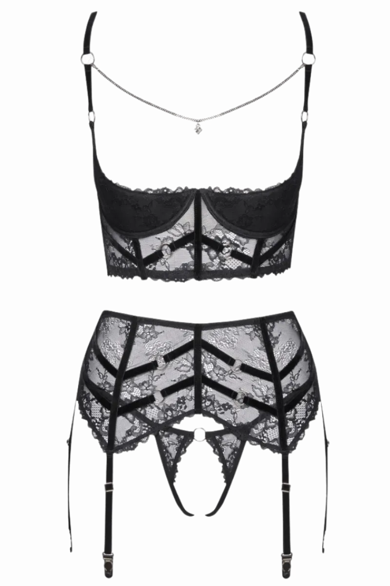Cottelli Collection Reizwäsche Sets * 3tlg. Lingerie-Set ouvert