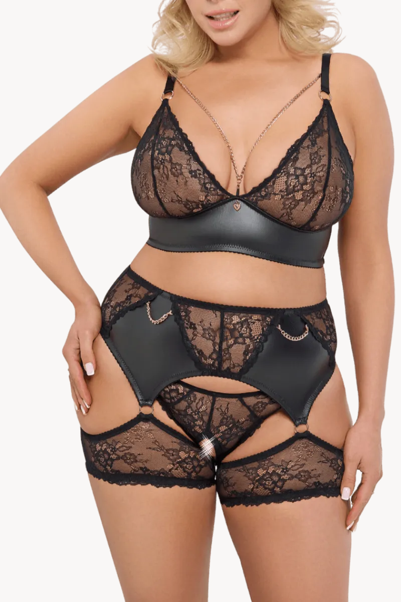 Cottelli Collection Plus Size Reizwäsche Sets * 4tlg. Lingerie Set Plus Size