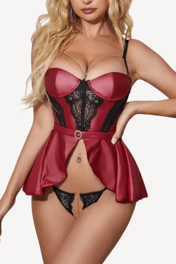 Liebeslust Reizwäsche Sets * 2tlg. Lingerie Set schwarz/rot