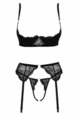 Cottelli Collection Reizwäsche Sets * 3tlg. Ouvert-Set schwarz mit Kettchen