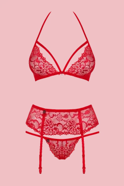 Obsessive Reizwäsche Sets * 3tlg. rotes Dessous Set