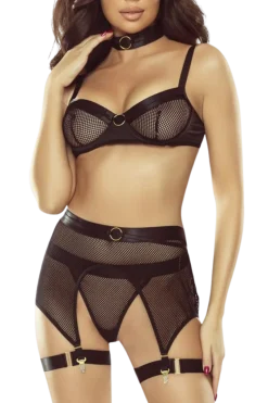 Provocative Reizwäsche Sets * 5tlg. schwarzes BH-Netz Set