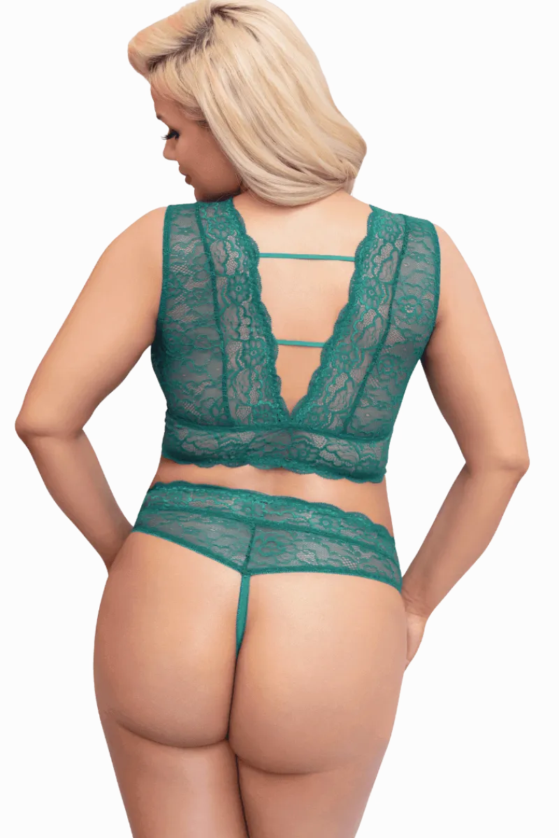 Cottelli Collection Plus Size Reizwäsche Sets * 2tlg. Set aus Spitze Plus Size türkis