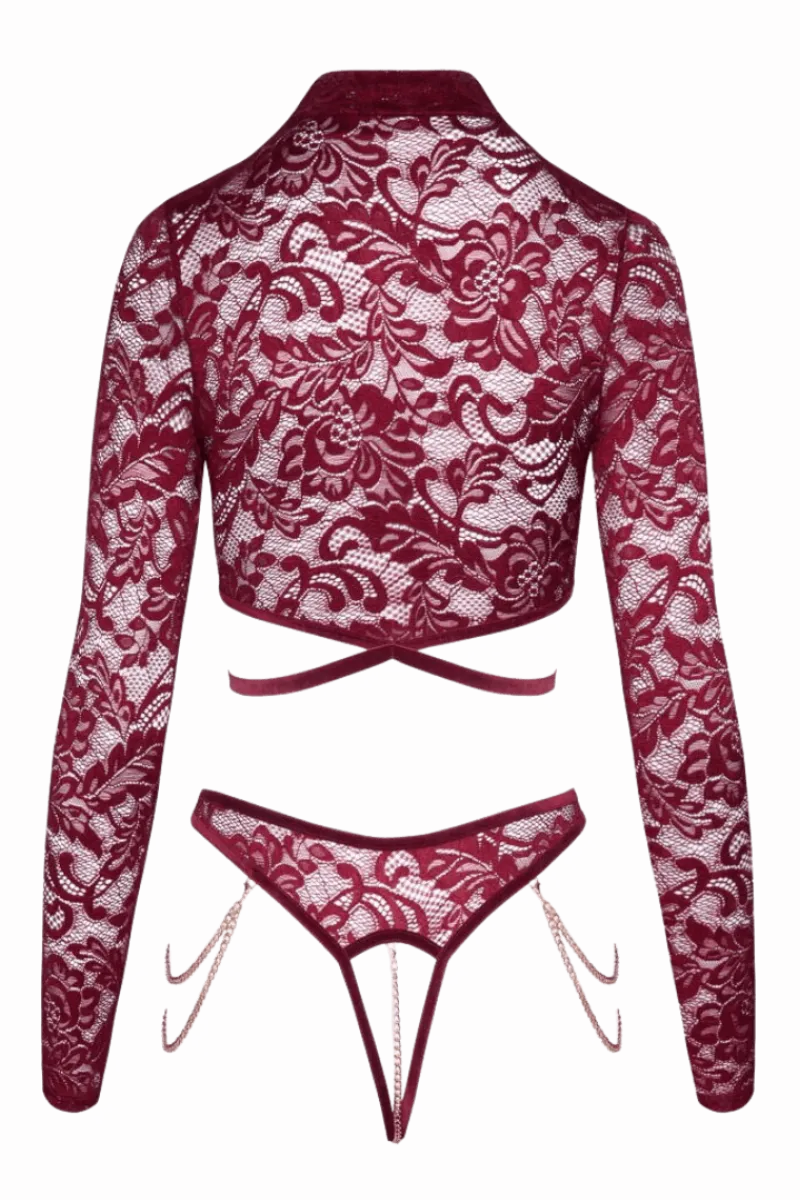 Abierta Fina Reizwäsche Sets * 2tg. pitzen-et ouvert rot