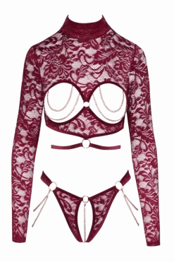 Abierta Fina Reizwäsche Sets * 2tg. pitzen-et ouvert rot