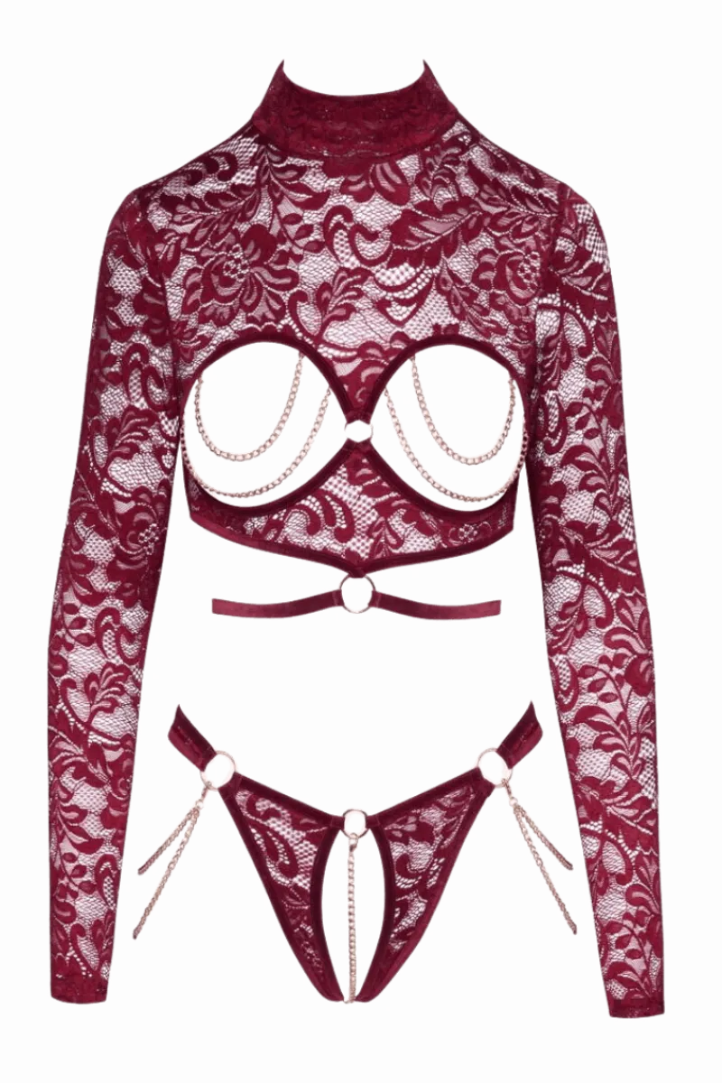 Abierta Fina Reizwäsche Sets * 2tg. pitzen-et ouvert rot