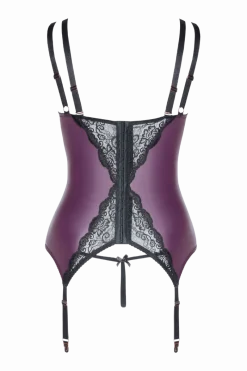 Cottelli Collection Plus Size Strapscorsagen * 2tlg Strapshemd-Set lila/schwarz