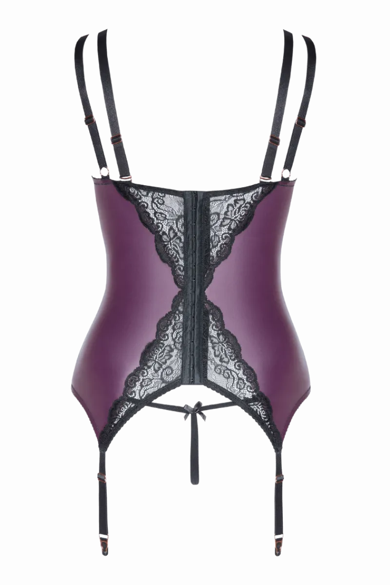 Cottelli Collection Plus Size Strapscorsagen * 2tlg Strapshemd-Set lila/schwarz