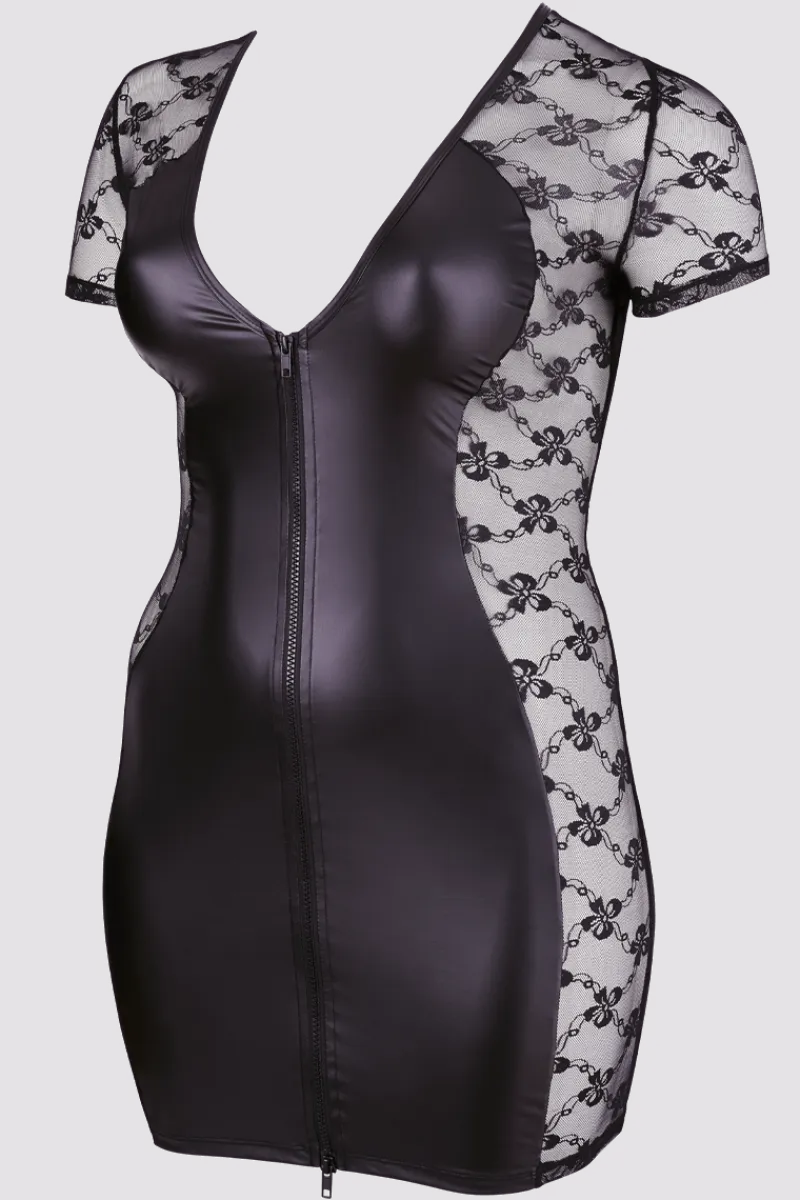 Cottelli Collection Plus Size Wetlook Outfits|Sexy Kleider * Wetlook Kleid mit Spitze Plus Size