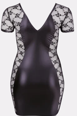 Cottelli Collection Plus Size Wetlook Outfits|Sexy Kleider * Wetlook Kleid mit Spitze Plus Size