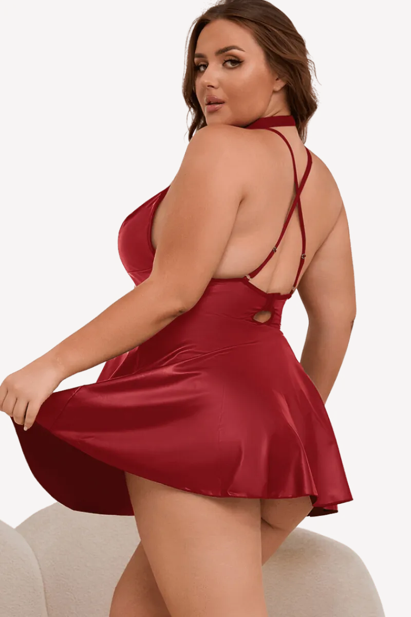 Liebeslust Wetlook Outfits|Sexy Kleider * Wetlook Minikleid rot Plus Size