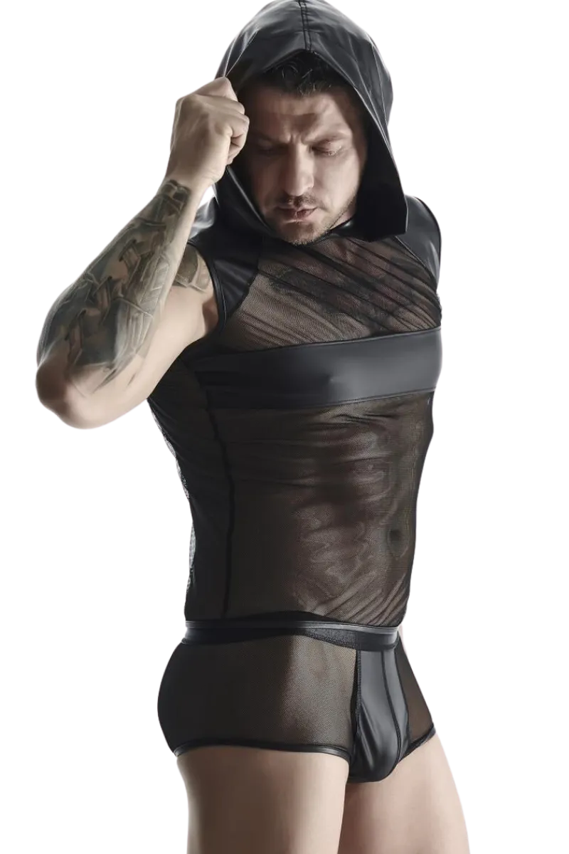 Regnes Fetish Planet Männer Outfits * Wetook Netz Kapuzenhirt